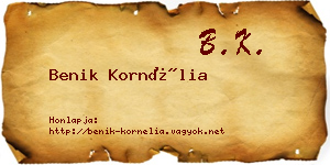 Benik Kornélia névjegykártya